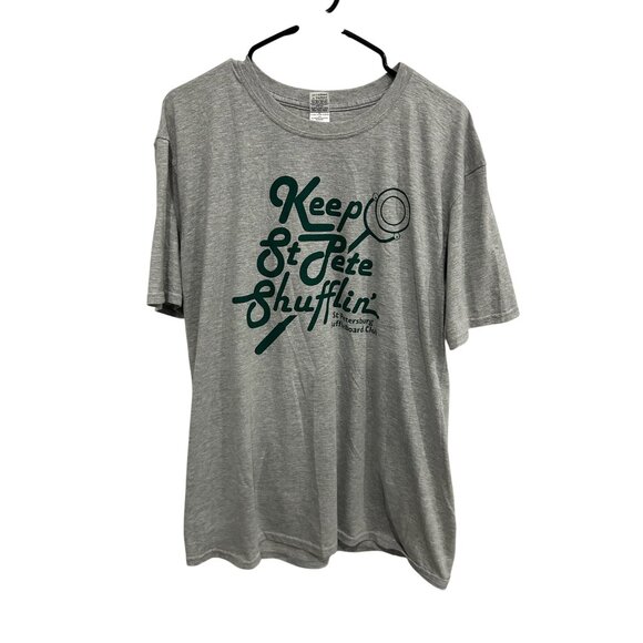 Keep St Pete Shufflin Tee Shirt Gildan Softstyle Gray Green Sz XL - Picture 1 of 9